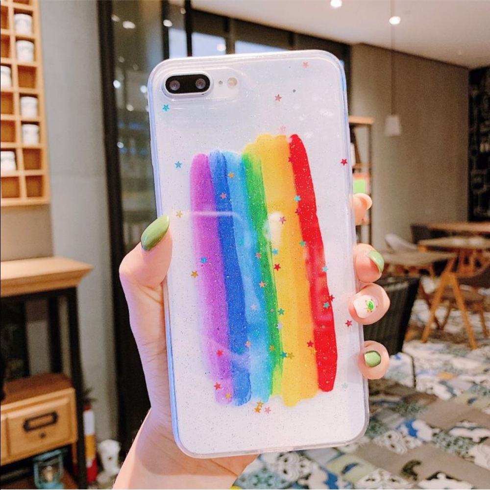 Rainbow and Glitter iPhone Case